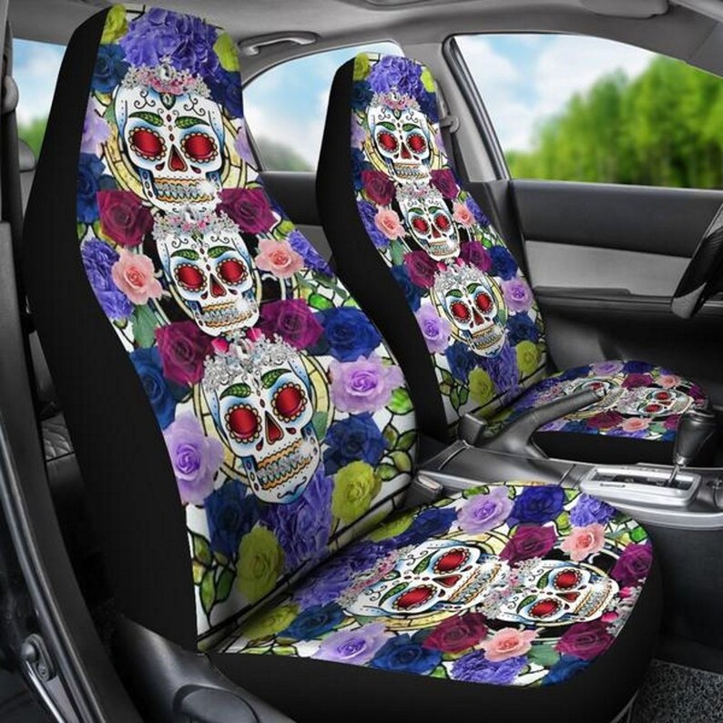 Sugar Skull Car Seat Covers Calavera Day Of The Dead - Sugar Skull Car Seat Covers Sugar Skull Car Seat Covers Calavera Day Of The Dead - Sugar Skull Car Seat Covers