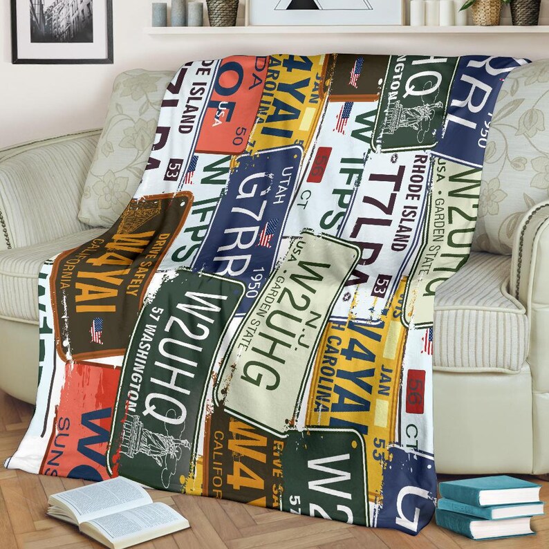 License Plates Throw Blanket US Plates Throw Blanket Car Etsy