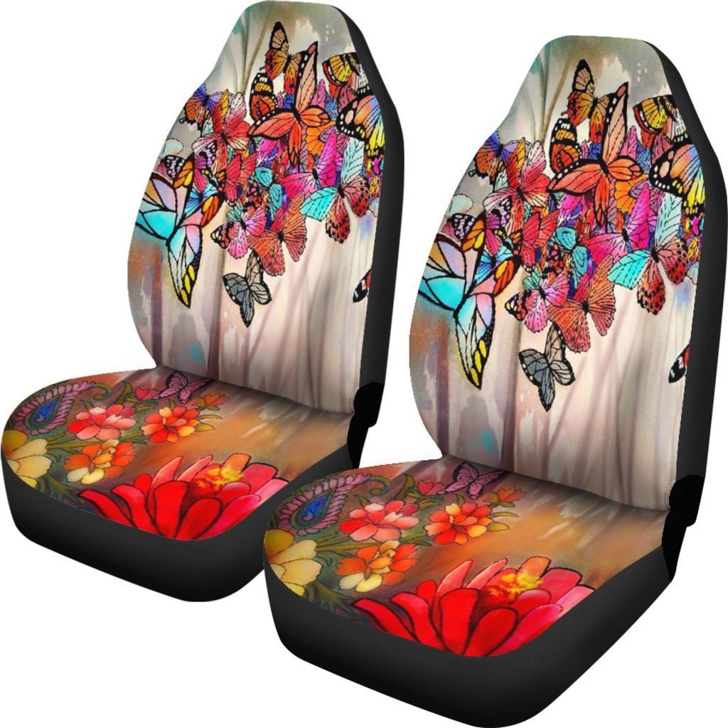 BoHo Flower Blue Car Seat Covers Pair Seat Cover For Vehicle Etsy
