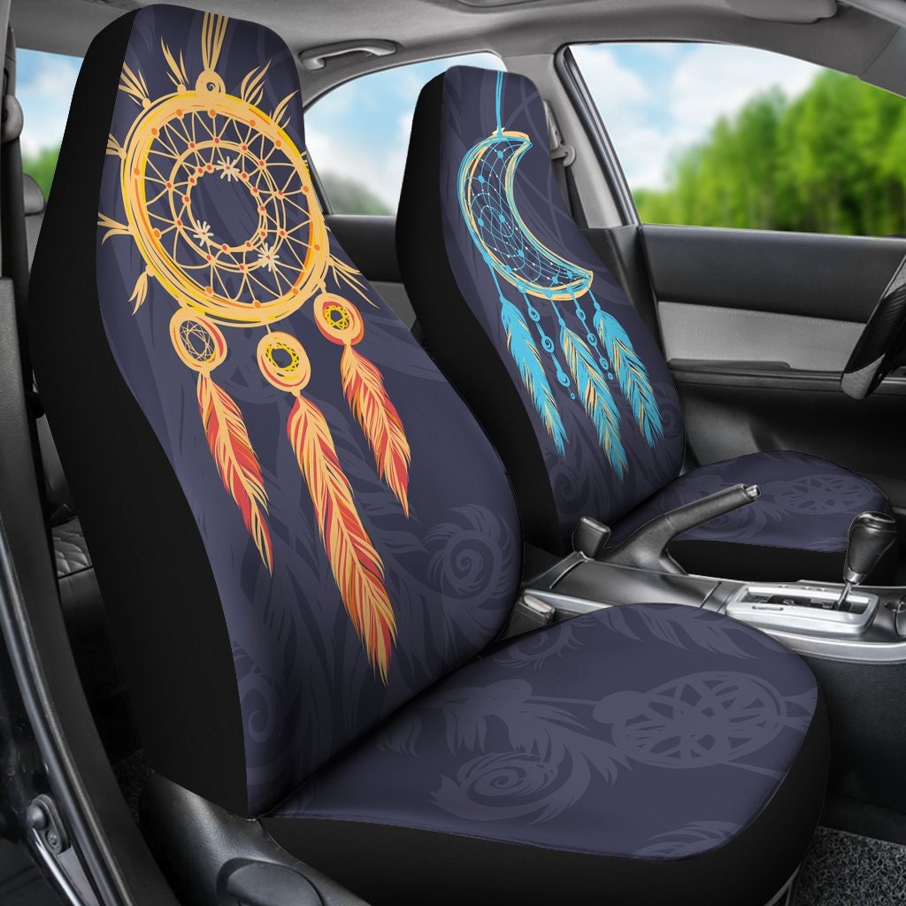 Sun And Moon Car Seat Covers Crescent Art Boho Chic Style Hippie Cover For Vehicle