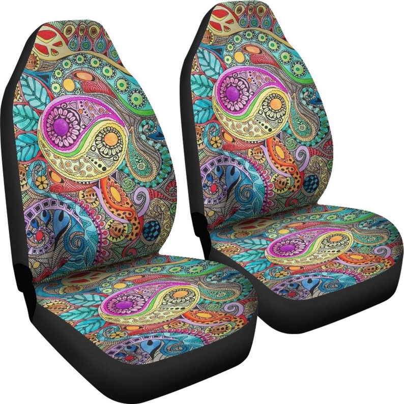 Hippie Peace Car Seat Covers Pair 2 Front Seat Covers Car Etsy