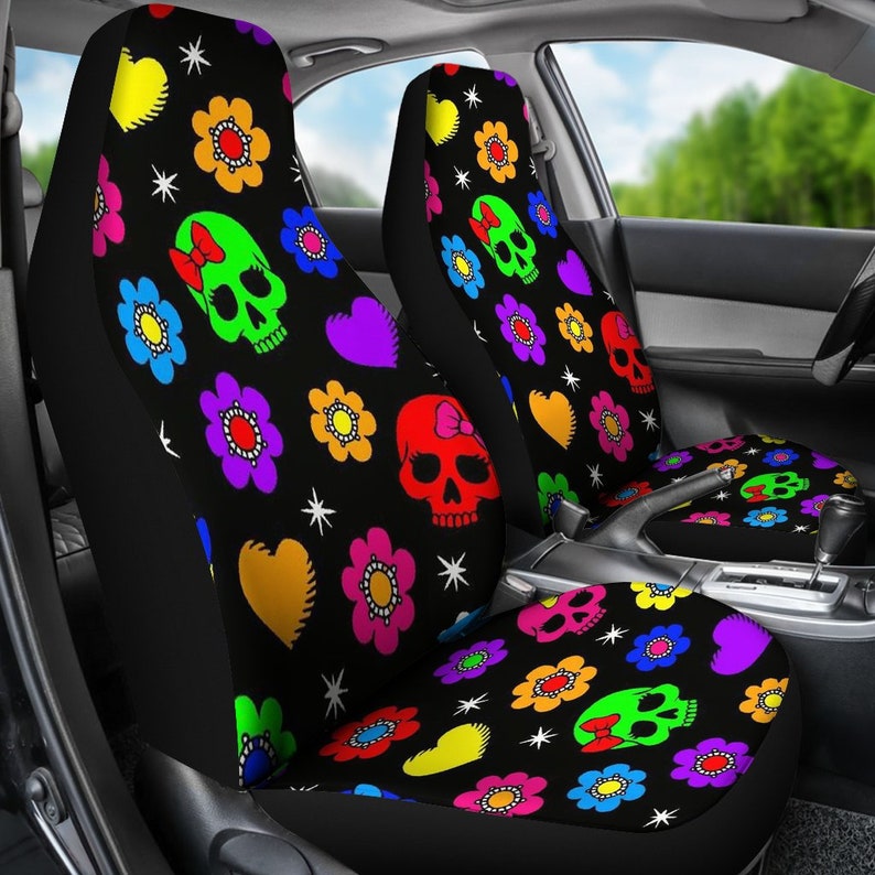 Sugar Skull Car Seat Covers Calavera Day Of The Dead - Sugar Skull Car Seat Covers Sugar Skull Car Seat Covers Calavera Day Of The Dead - Sugar Skull Car Seat Covers