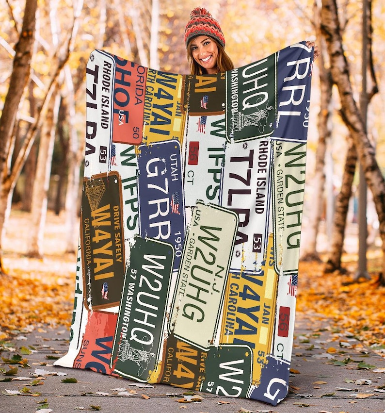 License Plates Throw Blanket US Plates Throw Blanket Car Etsy