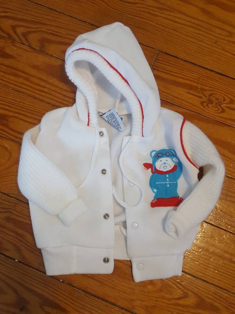 Adorable Teddy Bear Pilot snap button hoodie Super soft