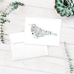 Bird Notecards - FREE SHIPPING | Blank Note Cards | 10-Pack Blank Greeting Cards | Bird Floral Watercolor Cards