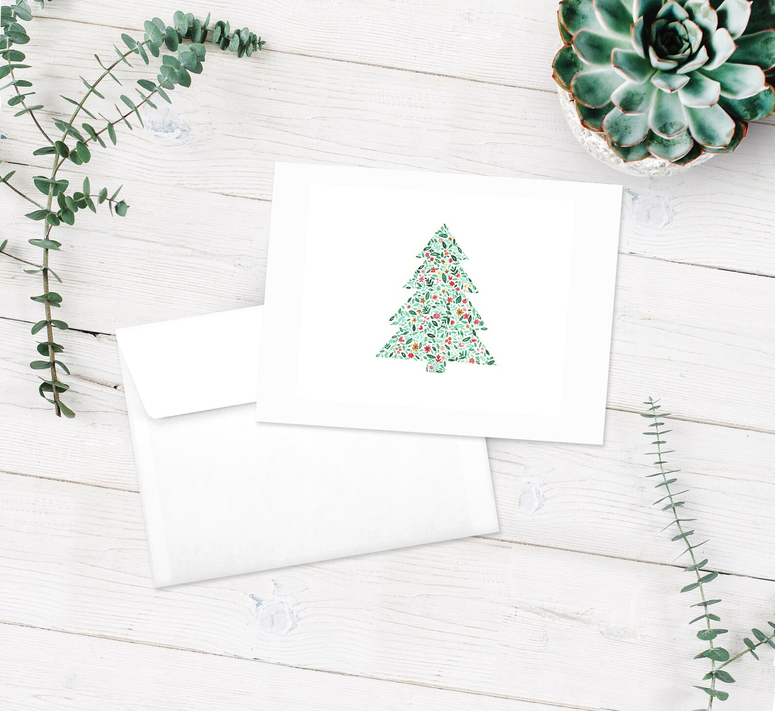 Christmas Tree Notecards W/ Envelopes FREE SHIPPING Blank Etsy