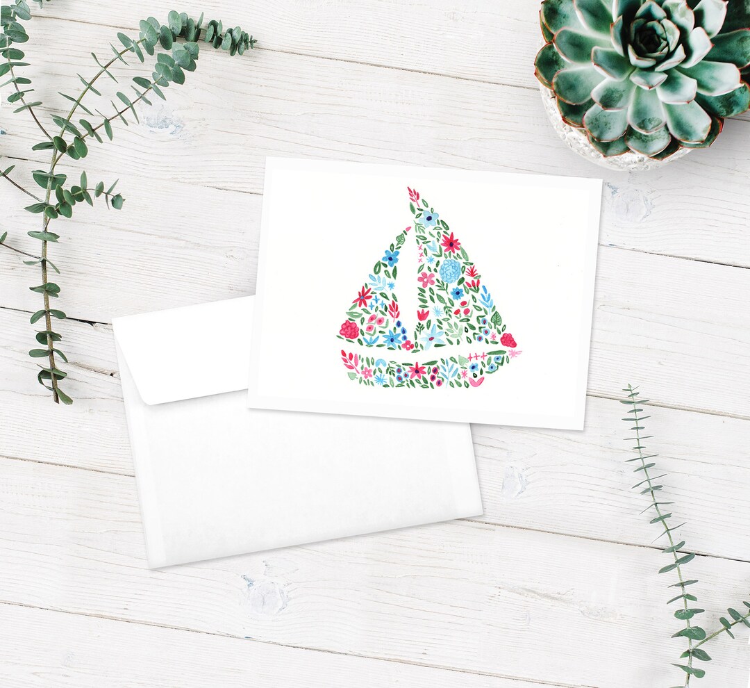Sailboat Notecards - FREE SHIPPING | Blank Note Cards | 10-pack Blank ...