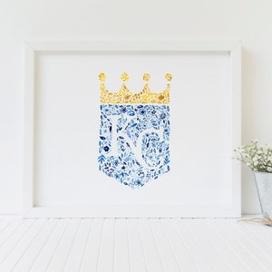 Kansas City Royals Floral Watercolor Print - FREE SHIPPING | Artwork | Art Print | KC Royals | Baseball Team | Kansas City