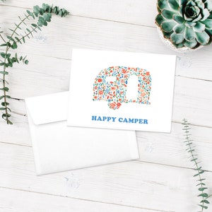 Happy Camper Notecards w/ Envelopes - FREE SHIPPING | Blank Note Cards | 10-Pack Greeting Cards | Watercolor Note Cards