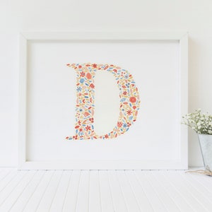 Letter D Floral Watercolor Print - FREE SHIPPING | Flowers | Artwork | Art Print
