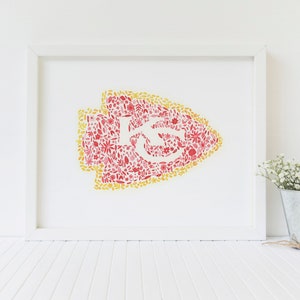 Kansas City Chiefs Floral Watercolor Print - FREE SHIPPING | Artwork | Art Print | Football | Football Team | Kansas City