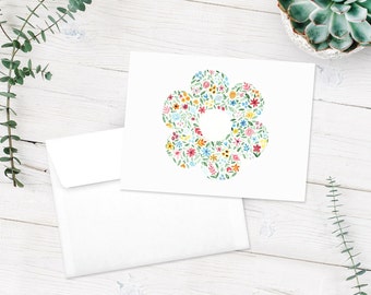 Flower Notecards - FREE SHIPPING | Blank Notecards | 10-Pack Greeting Cards | Multi-Colored Flowers | Watercolor Cards | Thank You Cards