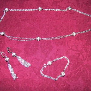Vintage Signed Sarah Coventry &quot;Chain O Lites&quot; Necklace, Earring and Bracelet set
