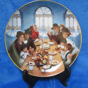 Vintage Collector Porcelain Plate Giving thanks Ellis Island plate image 1