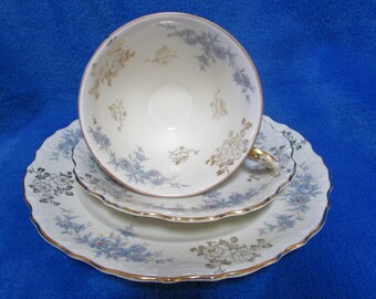Vintage Collector Porcelain gold edge Schumann teacup, saucer and cake plate set