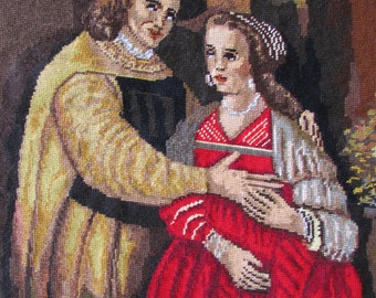 Completed needlepoint gobelin - Royal couple