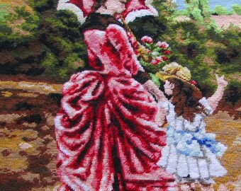 Completed needlepoint gobelin - Mother and child