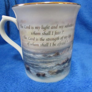 Vintage Lenox porcelain coffee mugs by Nicky Boehme Psalm 27_1, John 8_12 The light in the mist collection Set of two image 5
