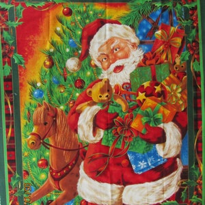Christmas scene fabric panel Quilting 35 x 44 banner flag Santa Claus