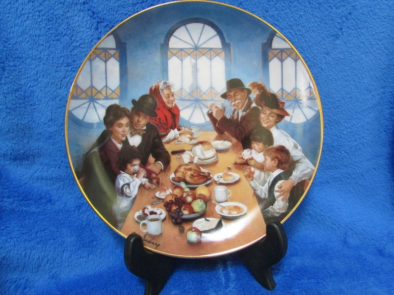 Vintage Collector Porcelain Plate Giving thanks Ellis Island plate image 1