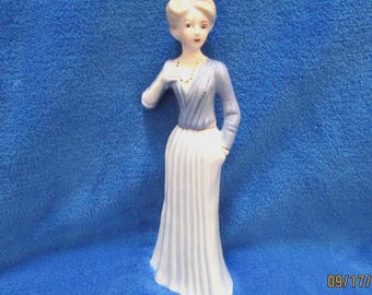 Vintage blue lady porcelain figurine