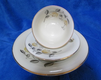 Hutchenreuther Bavaria Vintage Collector Porcelain gold plated teacup, saucer and cake plate set