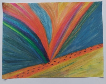 A Path, an original one of a kind oil pastel painting