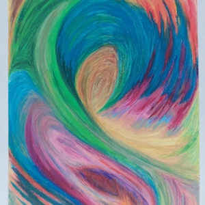 Remembering heat, original oil pastel painting