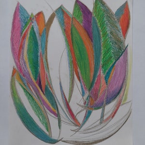 Leaves, an original one of a kind oil pastel painting