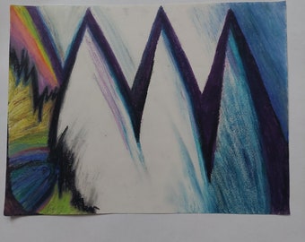 Peaks and Valleys, an original one of a kind oil pastel painting