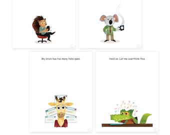 Funny Office Sticky Note Pads Bundle - 4 Fun Notepad Designs Perfect as Novelty Gag Gifts for Friends boss Coworker or Office memo Supplies
