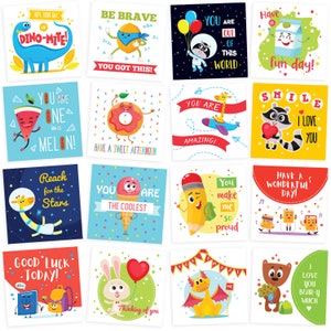 Lunch Box Notizen für Kinder - 60 süße, inspirierende und motivierende Thinking of You Karten für Jungen & Mädchen Lunchbox