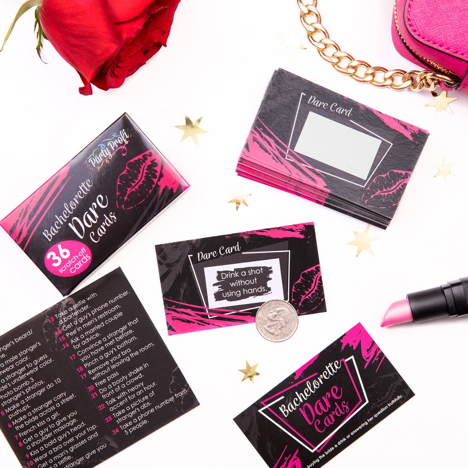 Girls Night Out Bachelorette Party Game - Scratch Off Dare Cards, 22 Count Pack
