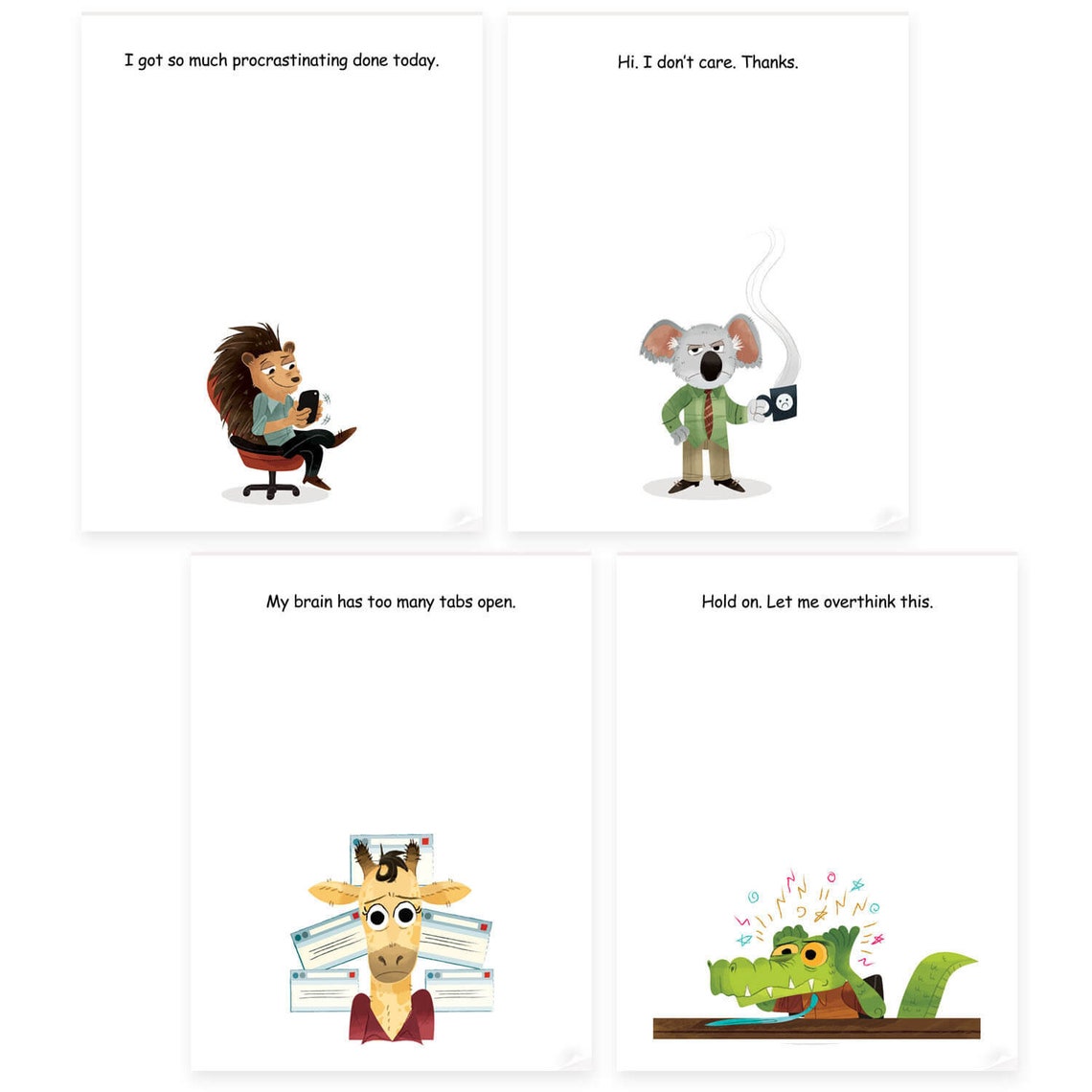 Funny Office Sticky Note Pads Bundle 4 Fun Notepad Designs Etsy