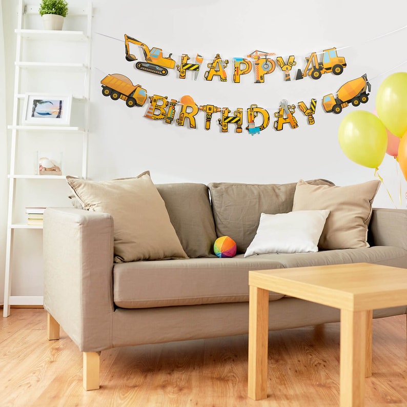 Birthday Yard Sign Large Construction Vehicle Happy Birthday Banner Dump Truck Excavator Crane Digger Zone Birthday Train Party Decor