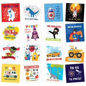 Lunch Box Notizen für Kinder - 60 lustige motivierende und niedliche inspirierende Thinking of You Karten für Jungen Lunchbox