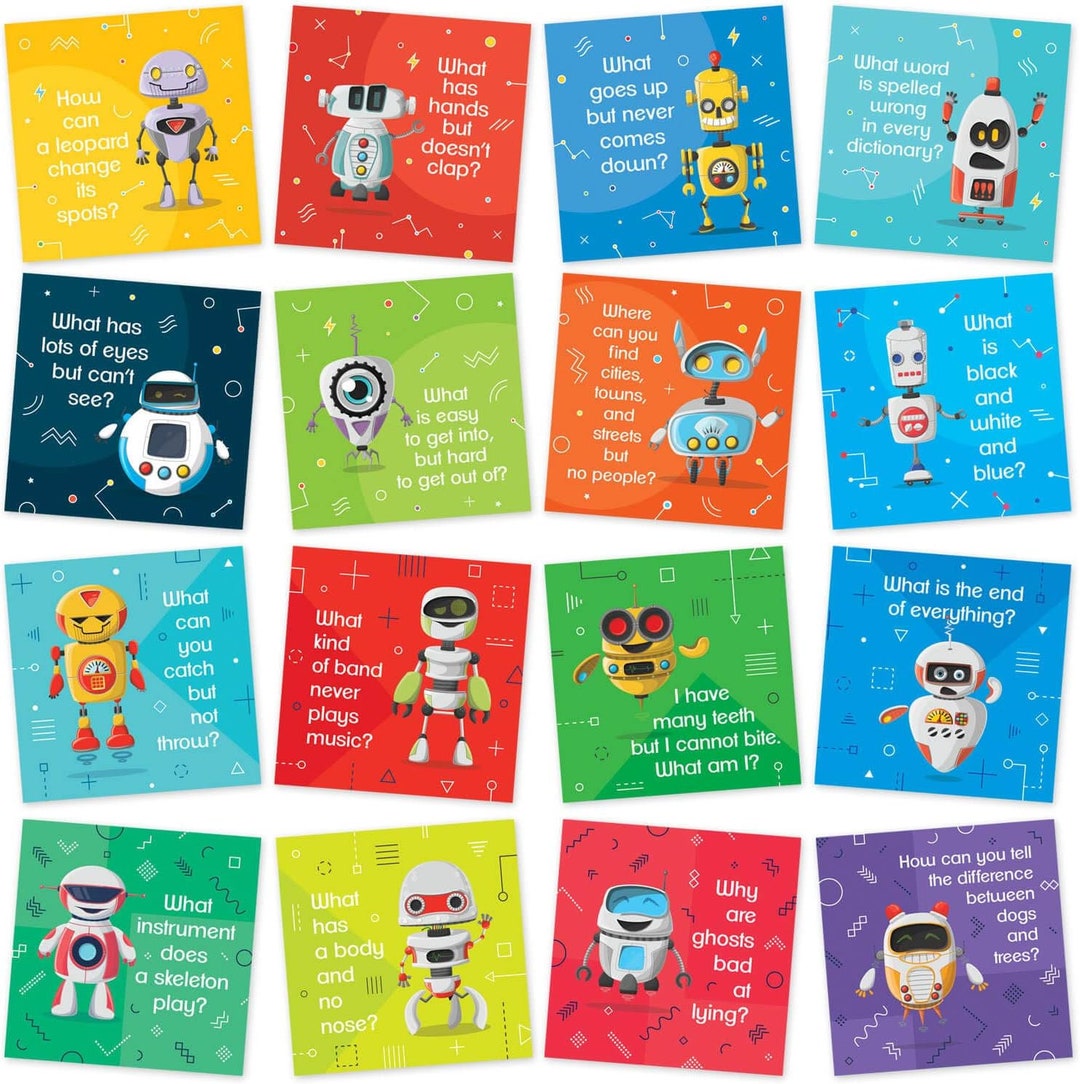 Lunch Box Notes for Kids - 60 Fun Robot Riddle Cards for Boys and Girls ...