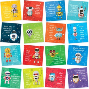 Lunchbox Notizen für Kinder - 60 lustige Roboter-Rätselkarten für Jungen und Mädchen Lunchbox - Erstellen Sie unvergessliche Thinking of You Notizen
