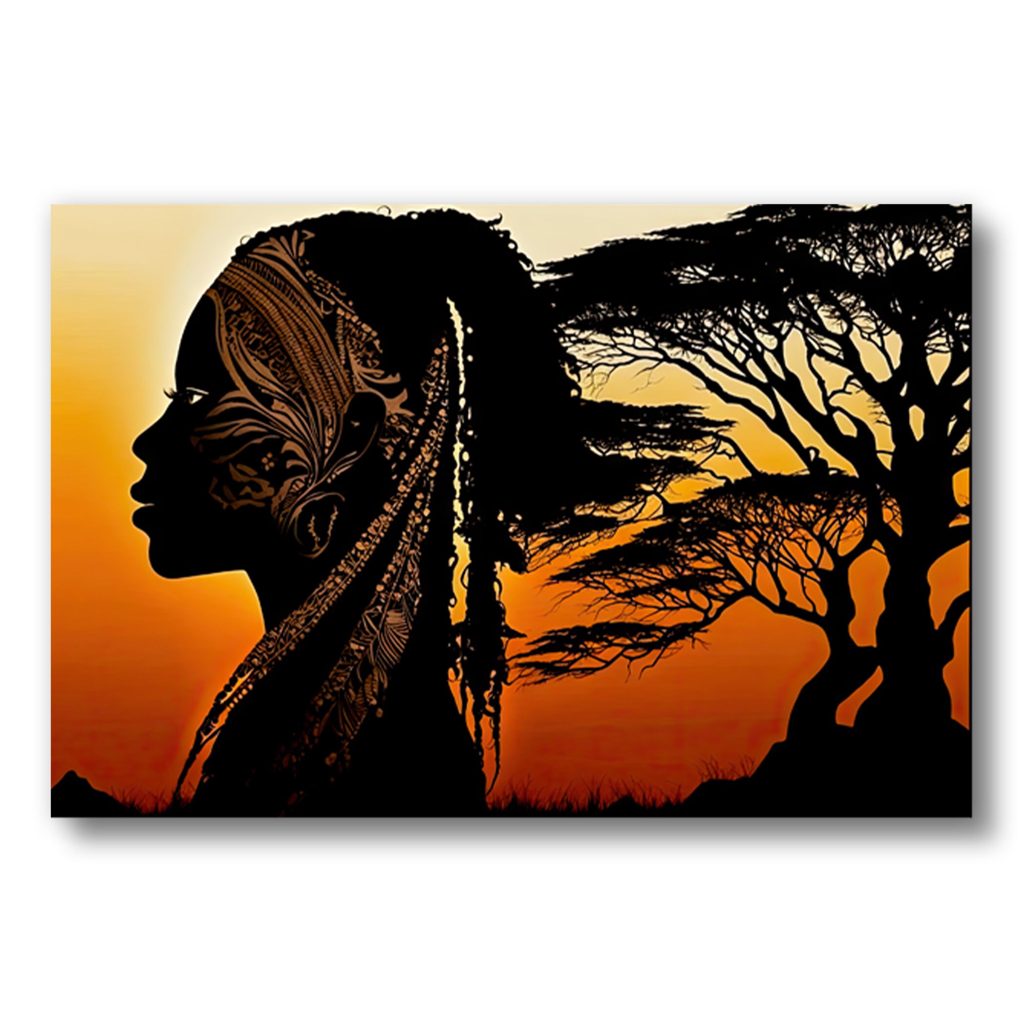 African Woman Wall Art Original Painting Print on Canvas