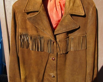 Vintage Brown Fringe Suede Leather Women's Jacket from the 1970's