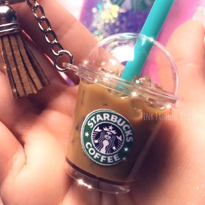 Iced Latte Coffee Starbucks inspiriert Schlüsselanhänger- Eiskaffee Schlüsselanhänger Kostenloser Versand Kaffee-Liebhaber-Geschenk Schlüsselanhänger mit Quaste