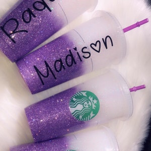 Starbucks Glitter Customized Cup - Custom Lavender ombre