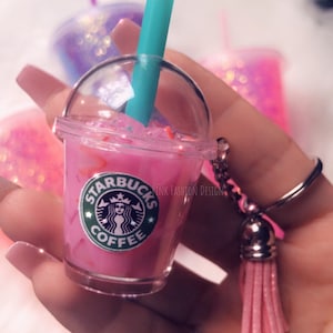 Pink Drink Starbucks inspired keychain- Pink drink keychain Free shipping