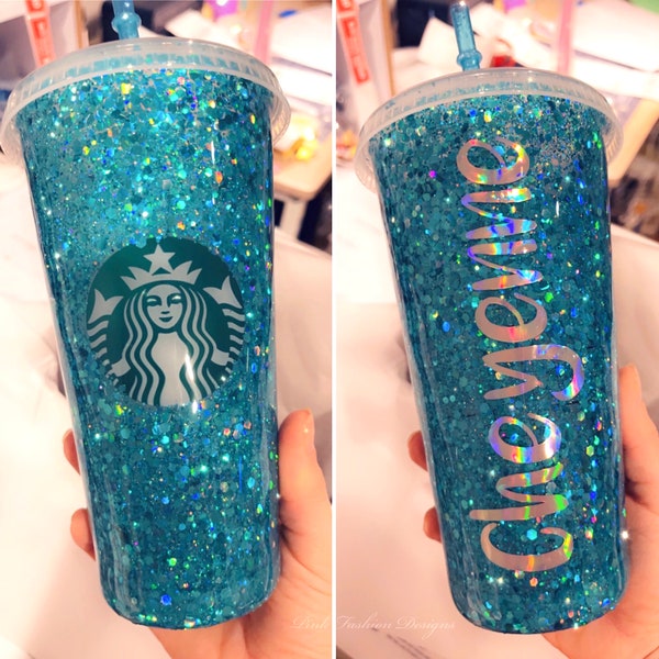 Starbucks personalisierte kalte maßgeschneiderte Tasse, personalisierter Becher, Wiederverwendbare kalte Tasse von Starbucks, wiederverwendbare kalte Glitzertasse von Starbucks,