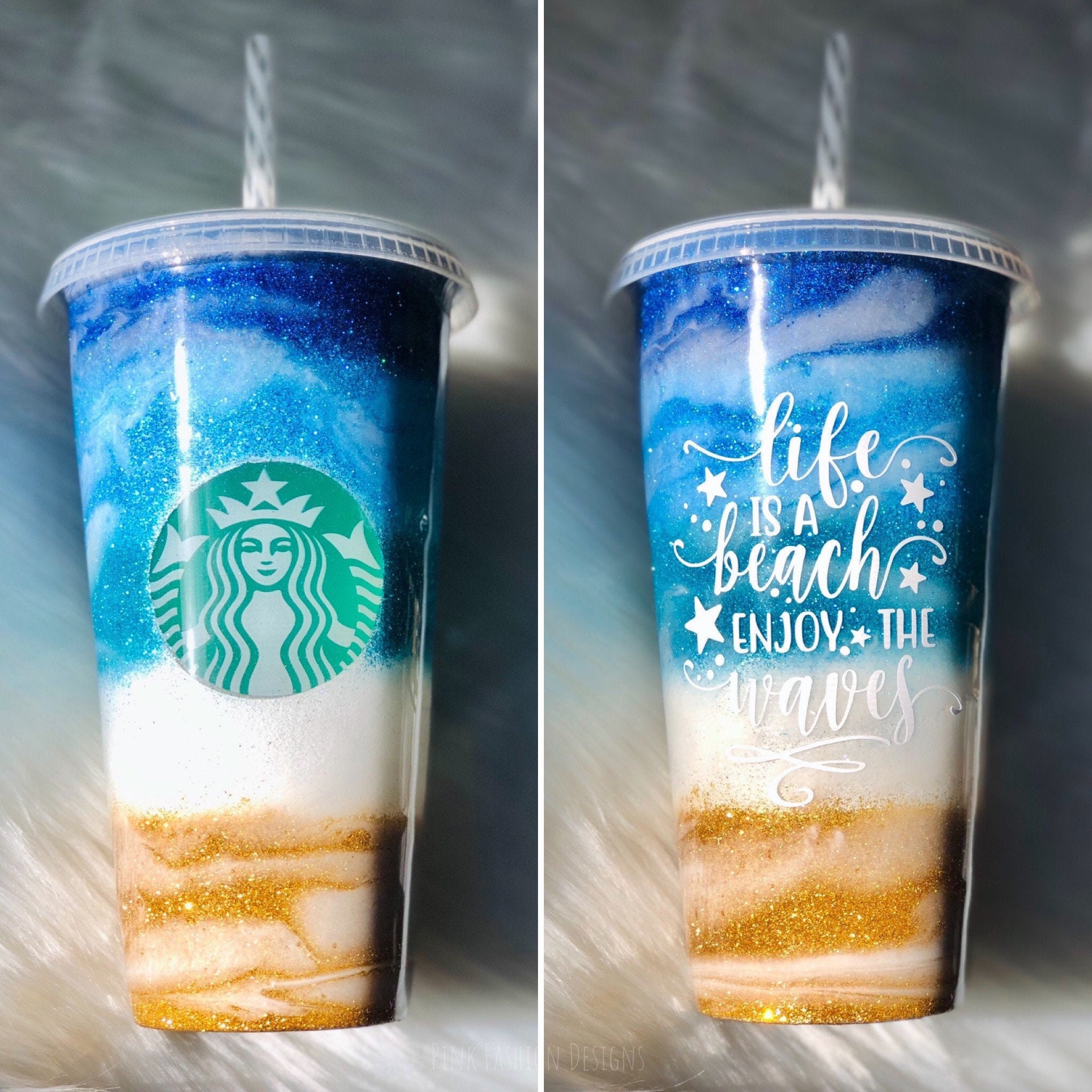Beach Starbucks Custom Cup Free Shipping Custom Beach | Etsy UK