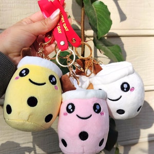 Boba & Bubble Tea Keychains Vibrant Milk Tea Designs 5 Colors Pearl Tea Gift Stylish Accessory Bubble Tea Lover&#39;s Fashionable Unique Keyring