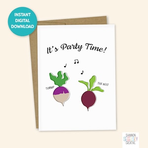 Raap van de biet - feest - verjaardag PRINTBARE wenskaart - 5 x 7 (A7) - directe digitale download