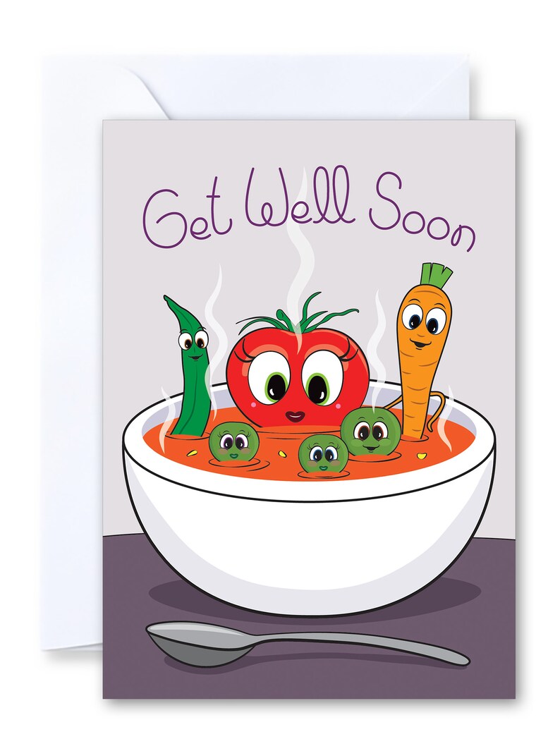 Get Well Soon Vegetable Soup Card - Etsy