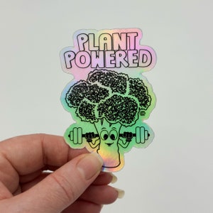 Adesivo de vinil holográfico de brócolis movido a plantas