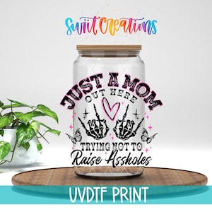 Mamá divertida / UV Dtf / Vinilo para vaso Libbey de 16 oz / Calavera retro de mamá / Vinilo Libby / Vinilo UV Dtf para mamá / Transferencia para taza de café / UV1433